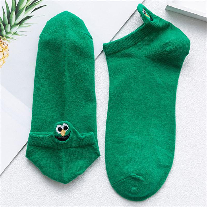 Kawaii вышитые носки конфетного цвета для женщин Happy Fashion Girls Ankle Funny Sokken Cotton Unisex Christmas Dropship