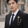 Rhinestone Star Tassel Brooch Tassel Chain Suit Collar Pin Vintage Men Brooch  Gift