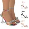 Модные туфли-лодочки с бантиком из страз Fashion Comemore, женские сандалии, туфли-желе на каблуке, женская обувь, лето 2025, сексуальный квадратный носок, большой размер 43