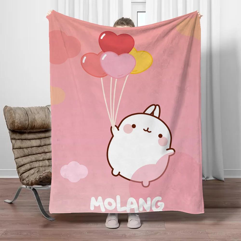 Милое одеяло-плед Molang для дивана Роскошное постельное белье Индивидуальные пледы Персонажи Бархатный плед Большой размер 200x300 Пледы
