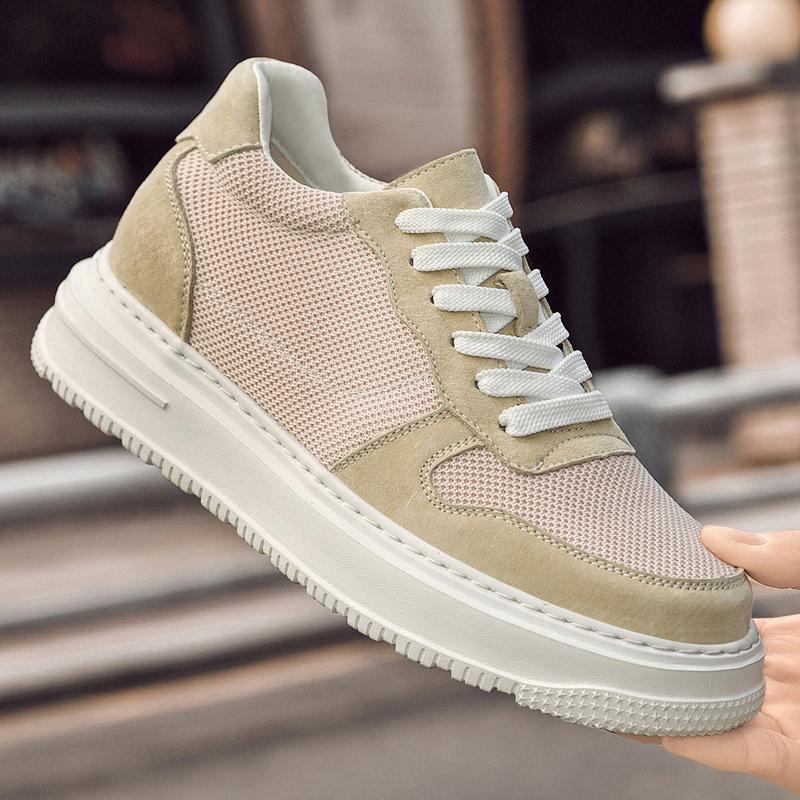New Thick Bottom Men's Leather Casual Shoes Comfortable Sneakers Lightweight Male Skateboard Footwear Non Slip Tenis Masculino
