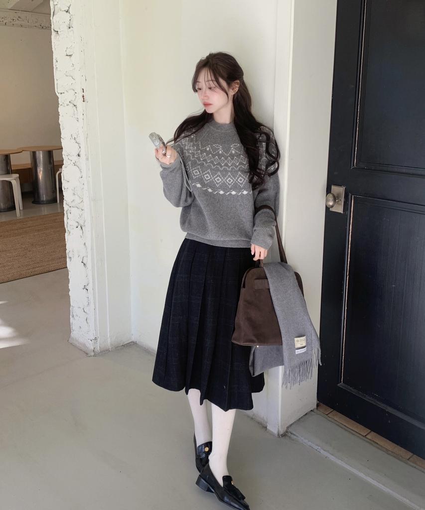 AHWE Wool Jacquard Round Knit_Gray