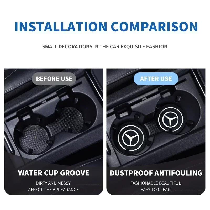 1/2Pcs Car Auto Water Cup Slot Non-Slip Mat Water Cup Bottle Holder Mat For Mercedes benz A B R G Class GLK GLA w204 W251 W463 NOQRS1