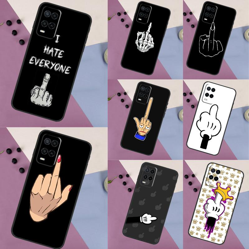 Cartoon Middle Finger For OPPO A57 A17 A77 A16 A76 A96 A58 A78 A98 A74 A94 A5 A9 A15 A52 A72 A93 A53 A54S Case