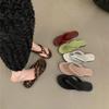 2025 Summer New Flip-flops Thick Heel Cool Slippers Medium Heel Sandals Women's Shoes Trendy Fashion Outer Wear Square Toe