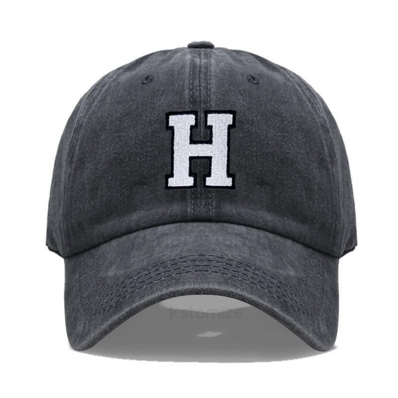Винтажная стираная хлопковая кепка-бейсболка в стиле "Dad Hat" - 2-цветная, вышивка инициалов от A до Z, регулируемая, унисекс, командная кепка для мужчин и женщин