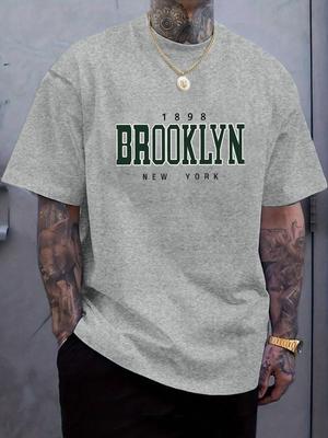 Мужская графическая футболка Brooklyn New York - Повседневная летняя с коротким рукавом