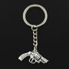 Fashion 30mm Key Ring Metal Key Chain Keychain Jewelry Antique Bronze   Plated Pistol Revolver Gun 29x22mm Pendant