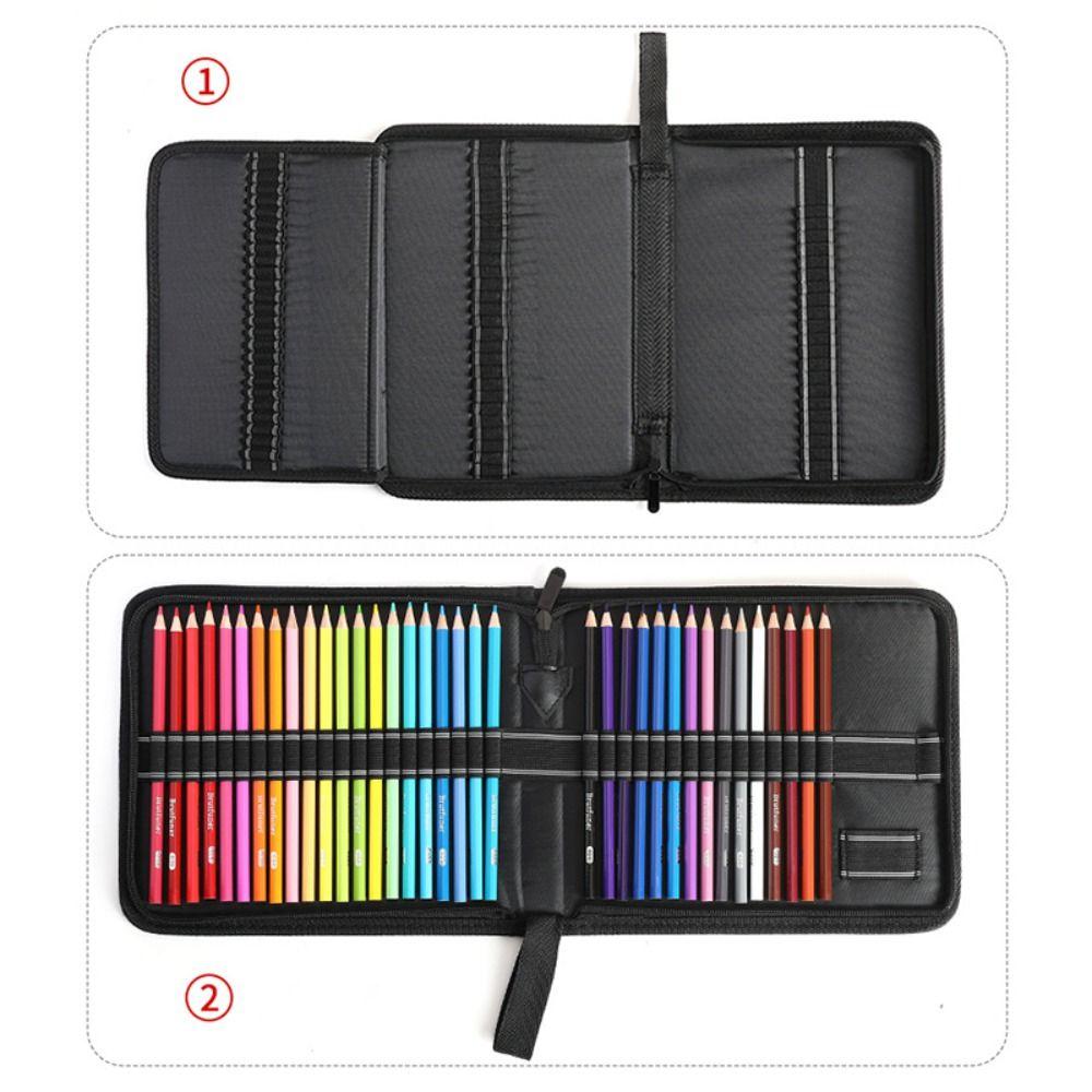 36/48/72 Holes Pen Curtain Black Oxford Painting Pencil Organizer Pencil Bag  Art Supplies