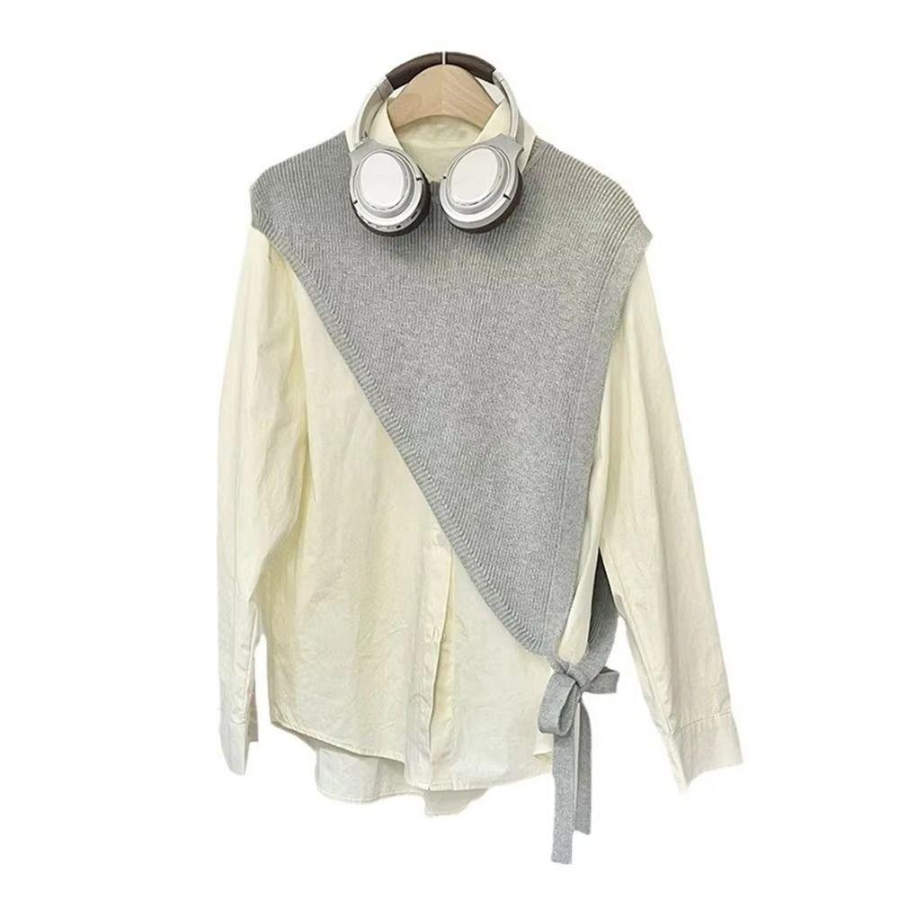 Fashion Women's Knitted Shawl Niche Design Vest Skew Triangle Shawl Crossbody Shawl for Blouse