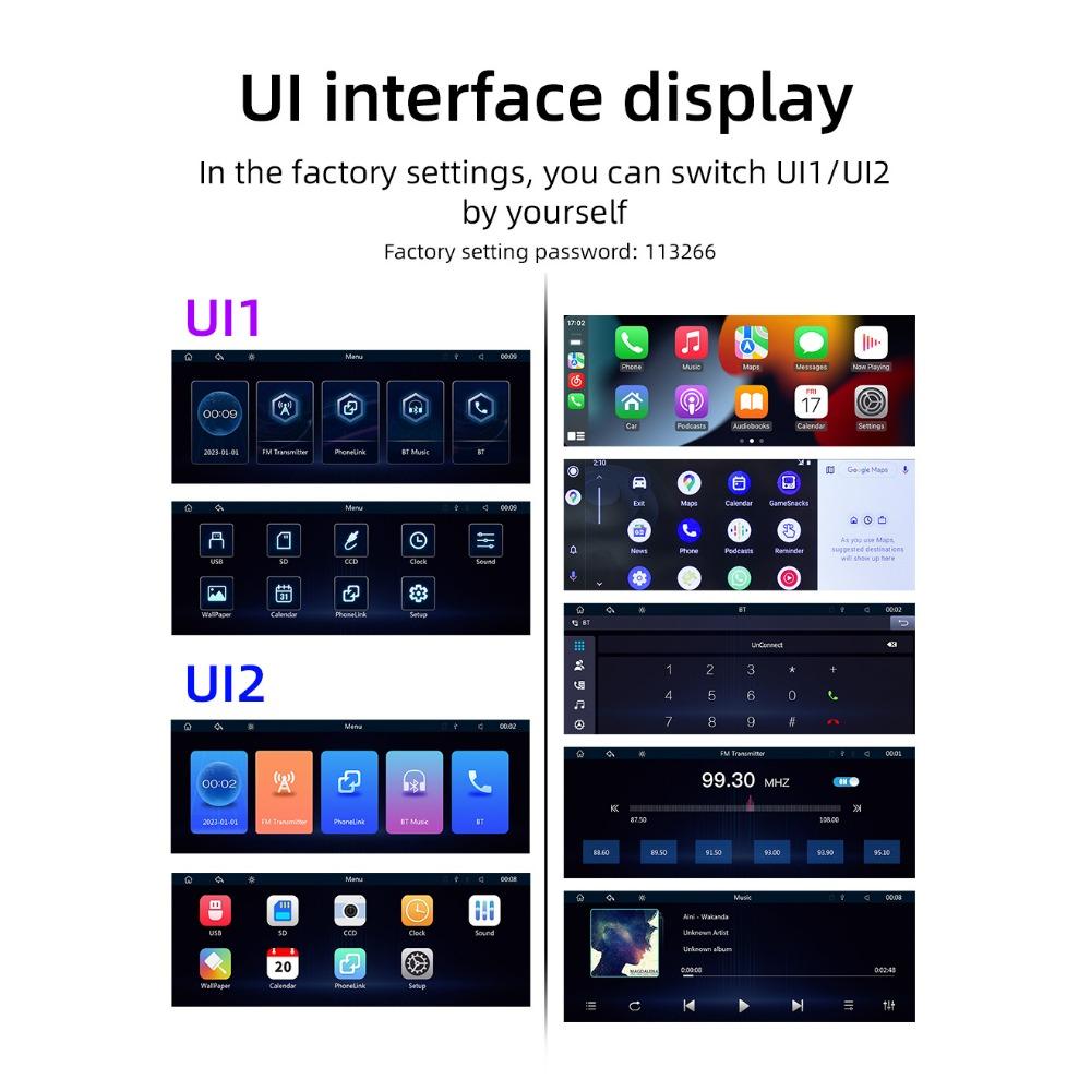 10,26-дюймовый портативный беспроводной экран Carplay HD задняя камера заднего вида Автомобильный радиоприемник DVR MP5 мультимедийный видеоплеер Android Auto