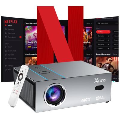 Официально лицензированный проектор Netflix с автофокусом и AI XNANO X6ATV 4K проектор для дома и бизнеса DoIby Android TV и True 1080P WiFi