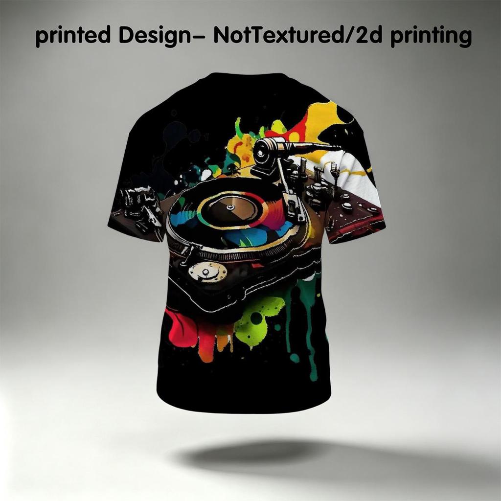 Men's T-Shirt, Trendy Vinyl Record Series, Comfortable Polyester Fabric, Fashionable & Unique Design, Ideal for Casual Gatherings & Daily Wear