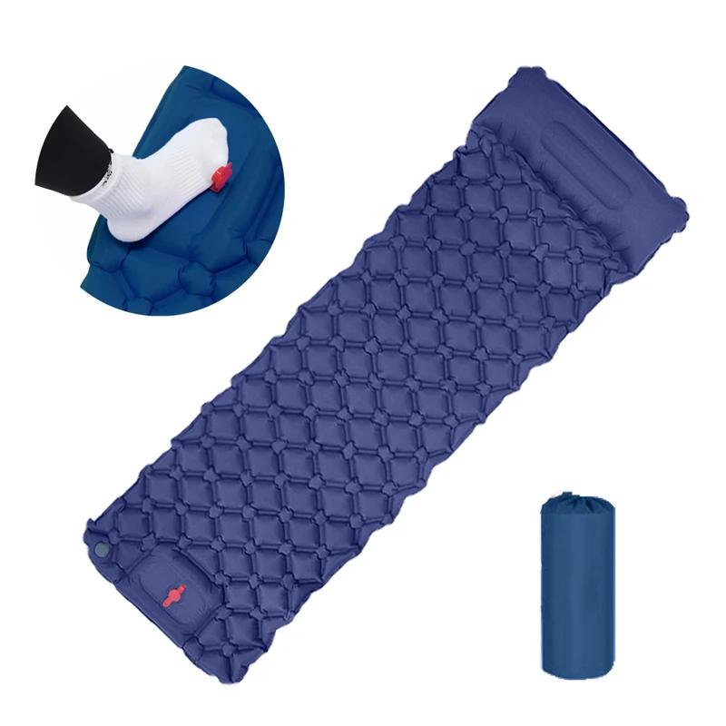 Надувной коврик для сна на открытом воздухе, надувной матрас для кемпинга, встроенный насос, сверхлегкий дорожный коврик на воздушной подушке с подголовником для путешествий, пешего туризма