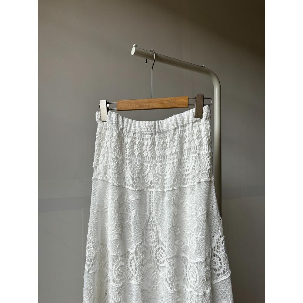 Dimanaf 2025 Новая праздничная юбка женская вязаная кружевная длинная однотонная ажурная сексуальная ажурная летняя стильная базовая юбка