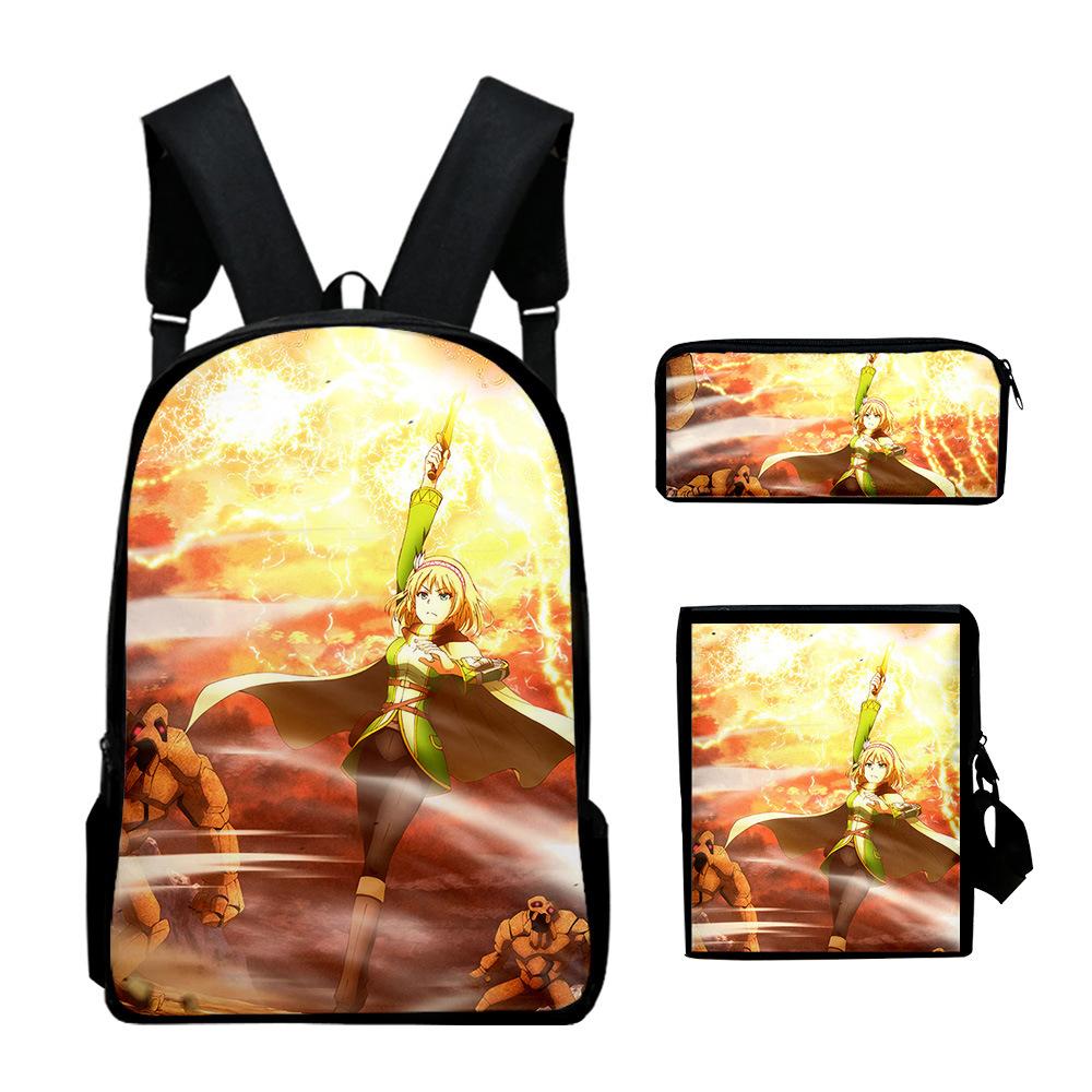 Trendy In the Land of Leadale 3D Print 3pcs/Set pupil School Bags Laptop Daypack Backpack Inclined shoulder bag Pencil Case
