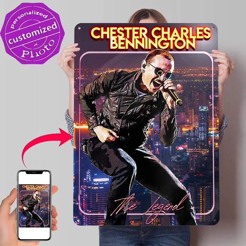 Chester Charles Bennington D Texture Printed Poster Custom Vintage Metal Tin Plate Sign for Wall Art Gaming Room Decoration