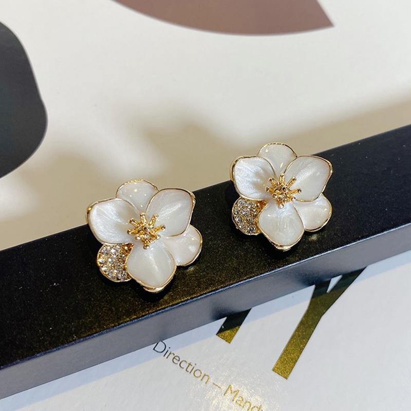 1 пара трендовых классических сережек-гвоздиков с цветком в корейском стиле, элегантные милые серьги для женщин, ювелирные изделия