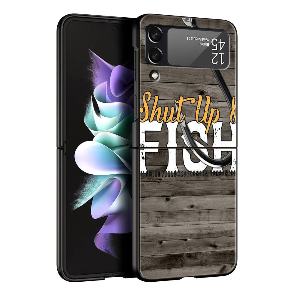 Hunting Fishing Man Hard PC Phone Case For Samsung Galaxy Z Flip 7 6 5 4 Black Cover For Galaxy Z Flip 3 Foldable Fundas Shell