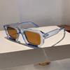 Summer Ice-Transparent Blue Light-Colored Sunglasses Square Frame Simple Sunglasses Plastic Tooth Glasses