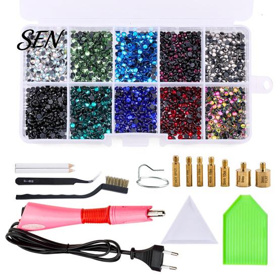 Flatback Rhinestone Setter Wand Hotfix Applicator Kit with 7 Tips, Hot Fix Tool Tips Tool, for DIY Clothing Fabric Craft Projects Shoes Bags