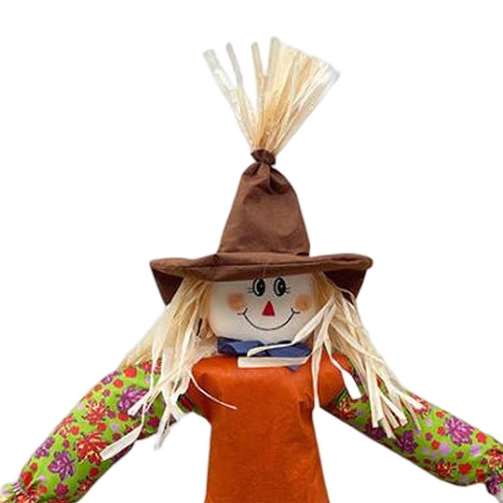 47.24inch Fall Scarecrow Decor Standing Scarecrow for Porch Outside Patio Halloween Halloween Treats