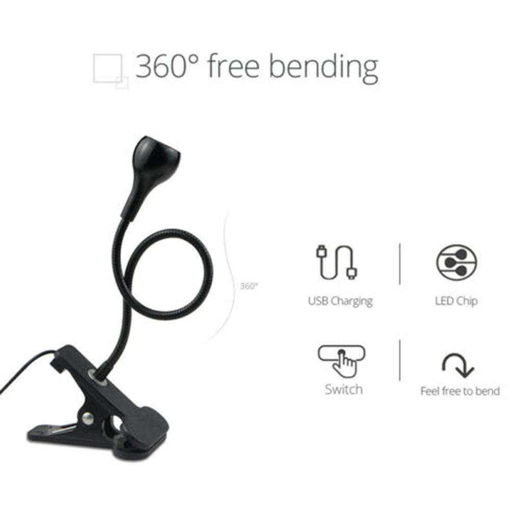 USB Прищепка Светодиодный Гибкий Светильник для Чтения на Кровать, Офис, Защита Глаз, Теплая Яркость