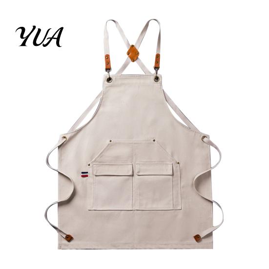 Polyester Cotton Apron Waterproof Kitchen with Pockets, Chef Cooking for Men Women, Easy Clean Cross Back Work Barista, Gardening, Painting