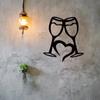 Metal Wall Art of Heart Wine Glasses - Home Decoration. Dining & Kitchen. Large Wall Hanging for Wine Fans.