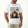 Funny Monkey My Honest Reaction Graphic TShirt 100 Cotton Breathable Unisex Black Oversized Tee Casual Top