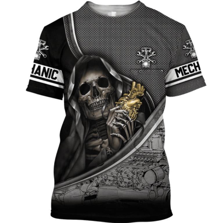 Летняя Модная Мужская Футболка Персонализированная Механик 3D Печать Короткий Рукав Модная Удобная Большого Размера Футболка