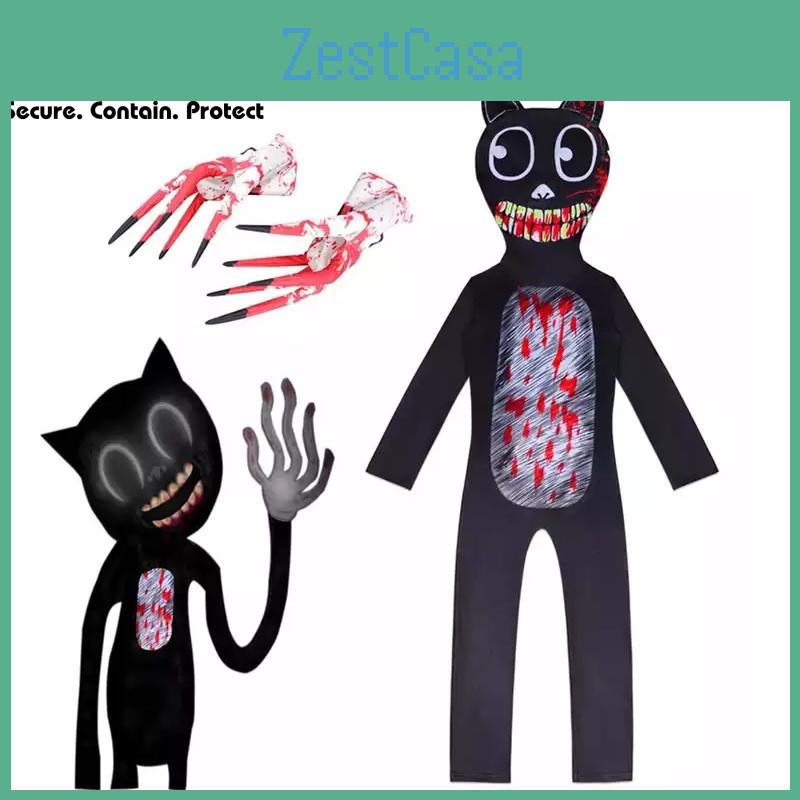 Костюм Кигуруми Сиреноголовый Мультяшный Кот для Детей Наряд для Косплея на Хэллоуин Вдохновленный Игрой Ужасов