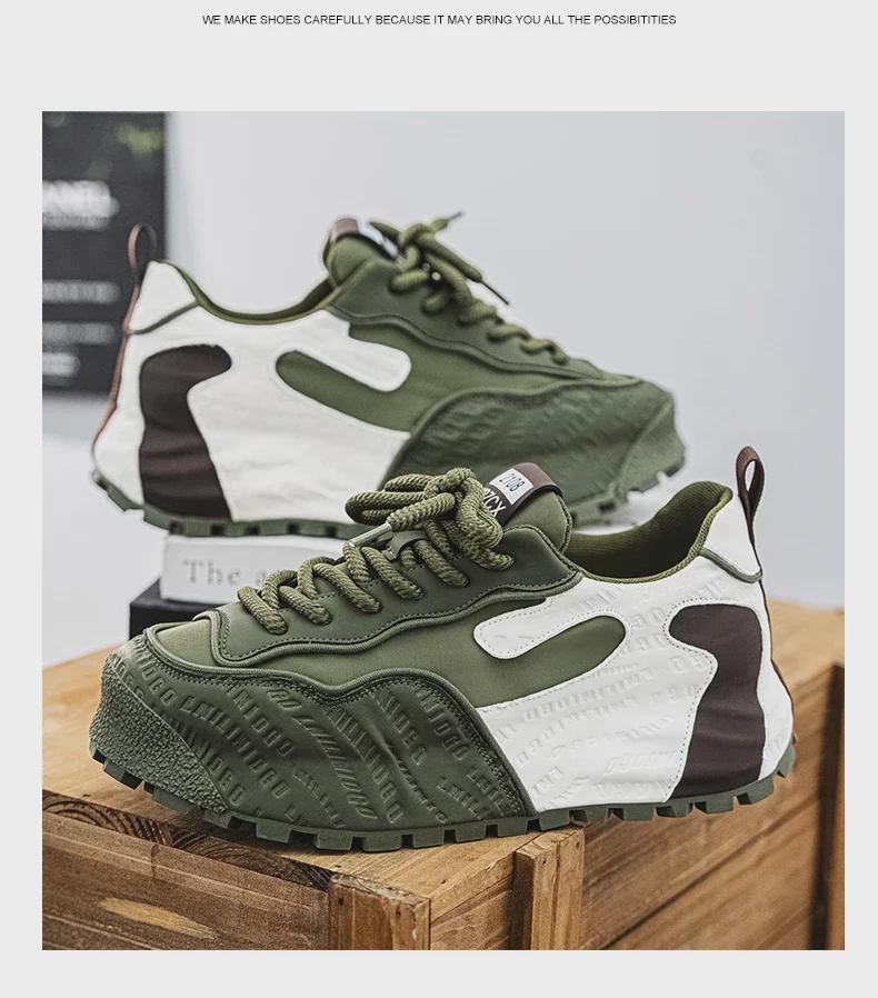 Модные европейские мужские кроссовки на высоком каблуке: Осенне-зимняя мода с толстой подошвой