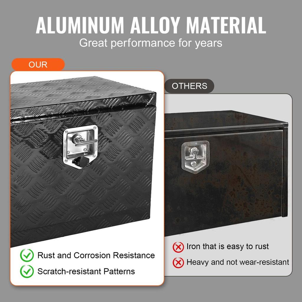 Underbody Aluminum Truck Tool Box 24" x 12" x 14" Trailer RV Tool Storage
