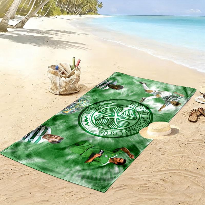 Celtic Football Team Logo Print Beach Towel, Large Soft Quick Dry Towel for Beach Camping Swimming