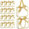 12pcs Small Gift Bags with Handles, White Gold Mini Bags, 5.51x 2.36x4.72 Inches Small Thank You Gift Bags Bulk with Ribbon