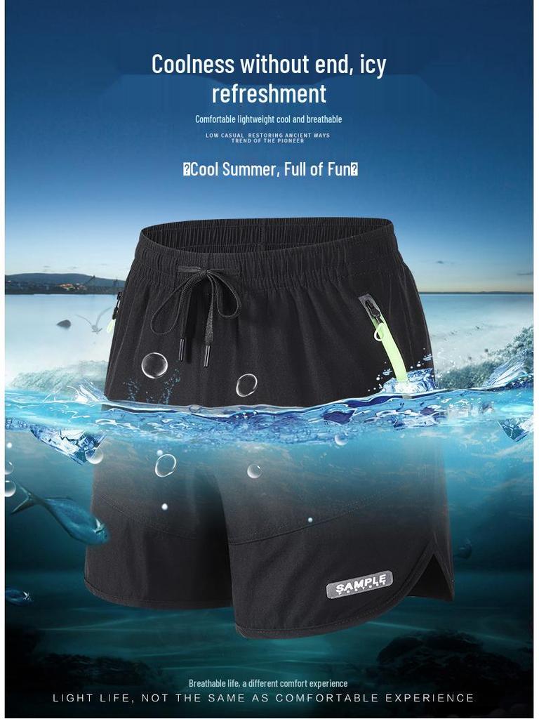 Men's Quick-Dry Ice Silk Sports Shorts - Plus Size, Casual Beach Fitness & Running Pants
