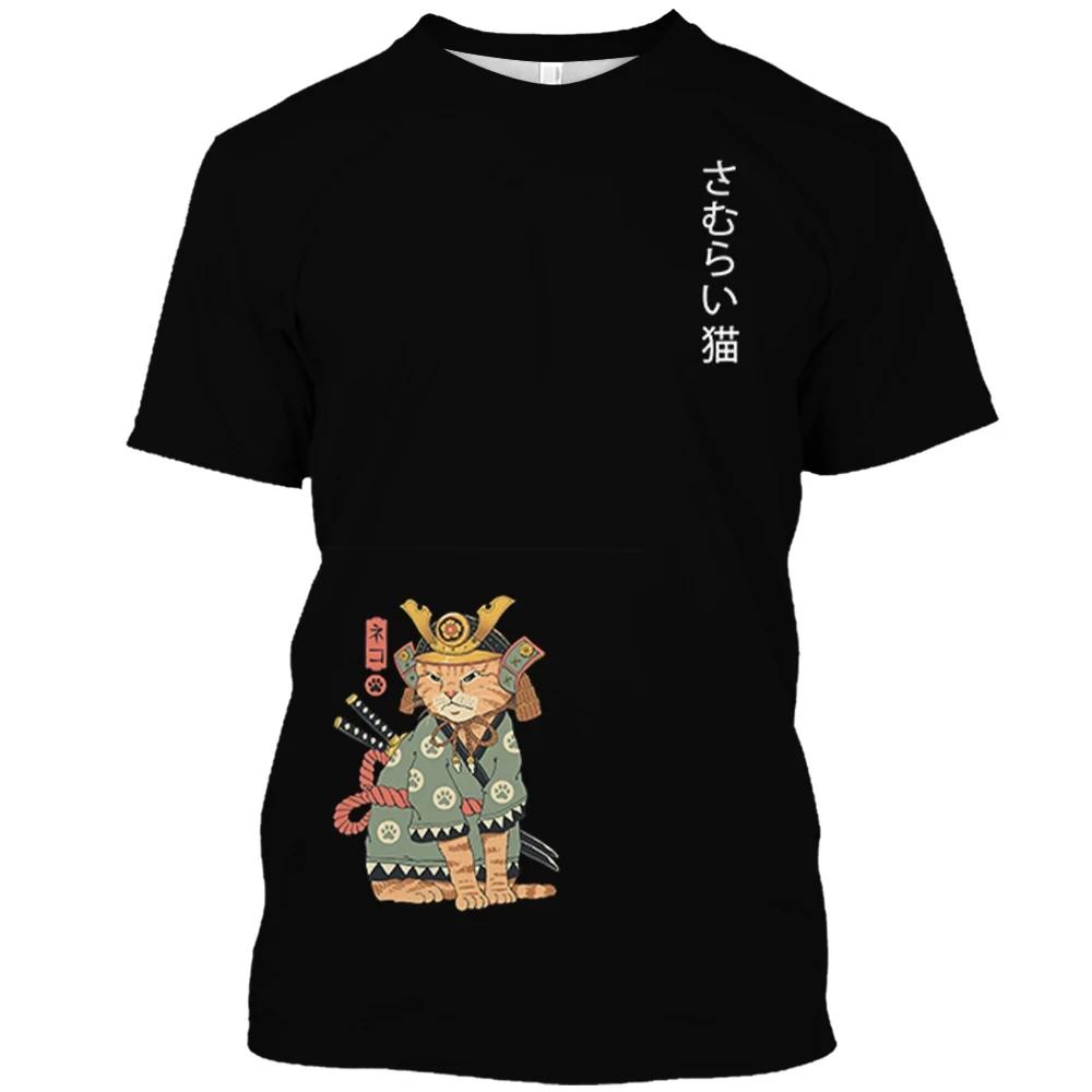 Мужская футболка с принтом животного и кота в стиле Харадзюку, милые свободные топы с короткими рукавами, модные простые футболки, одежда больших размеров для мужчин и женщин, одежда унисекс