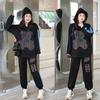 Женские осенние свободные комплекты из 2 предметов, женские красочные наряды с медведем, повседневный спортивный костюм с капюшоном и принтом в виде букв, спортивные штаны