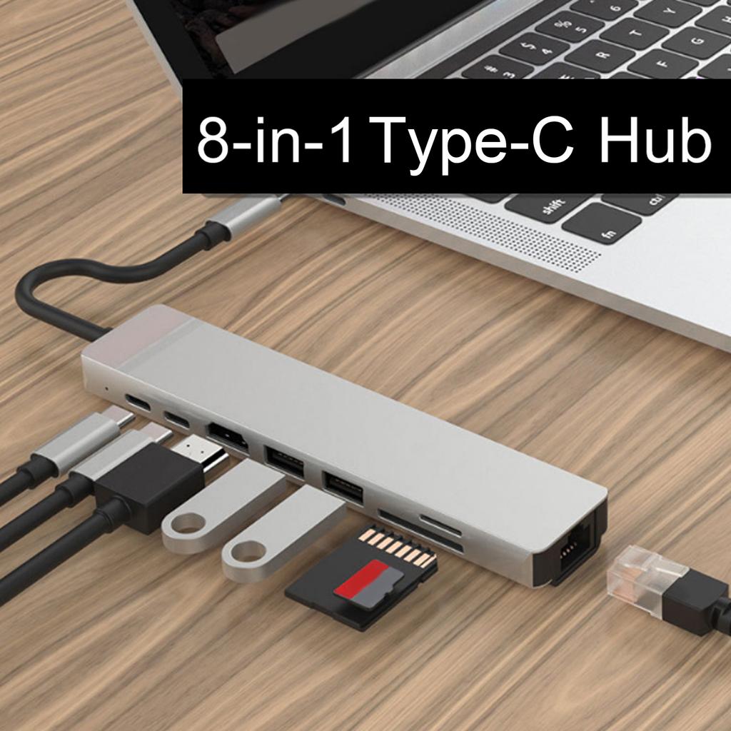 Интерфейс TypeC 8-в-1 к USB 3.0 хаб HDMI RJ45 Ethernet Mini SDTF OTG адаптер
