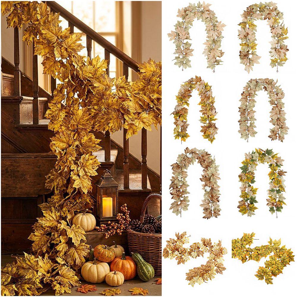 Big Size Leaves Artificial Mapple Leaves Garland Multicolor Fall Leaves Vine Festival Ornament