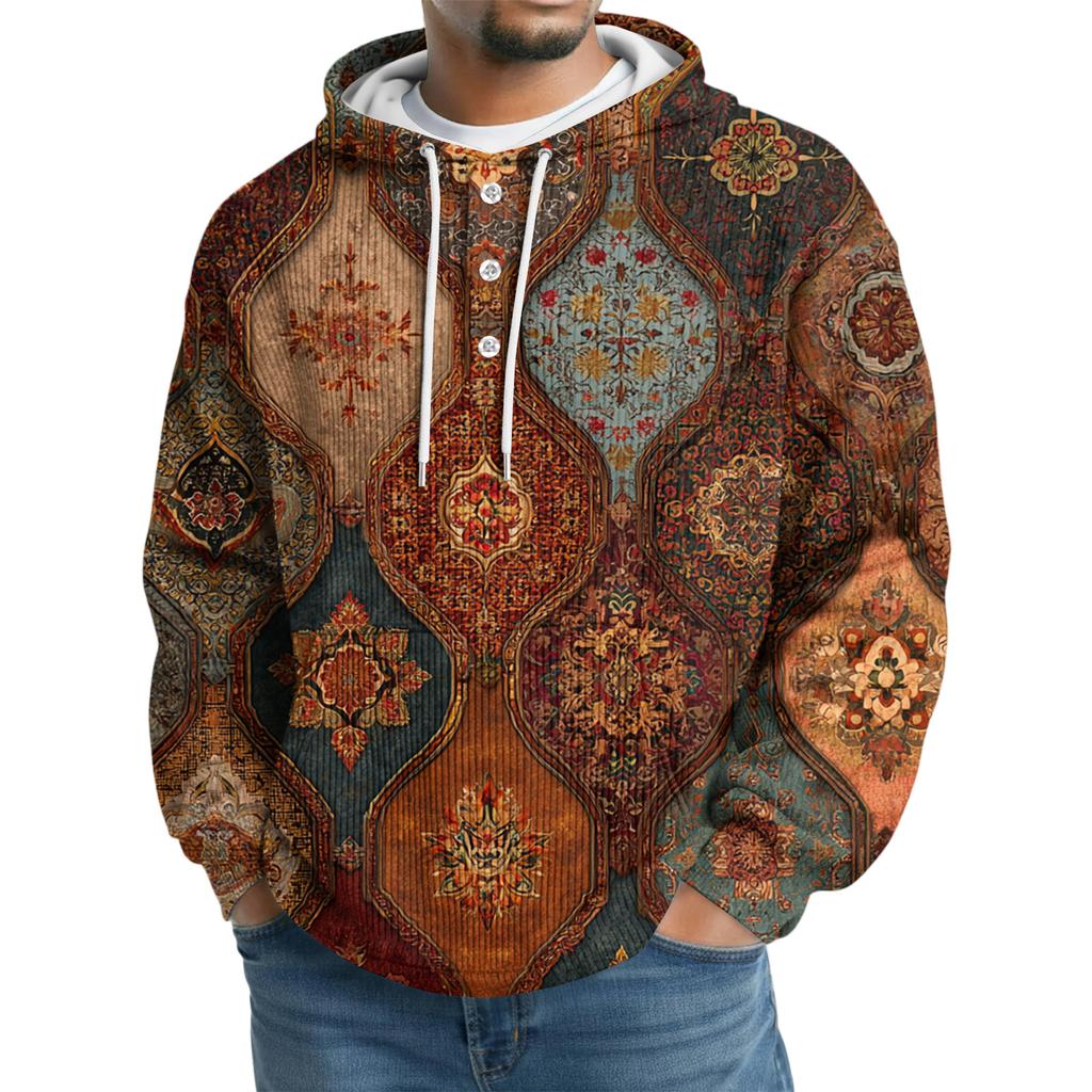 Men's Knit Hooded Sweatshirt Casual Long-Sleeve Sweatshirt