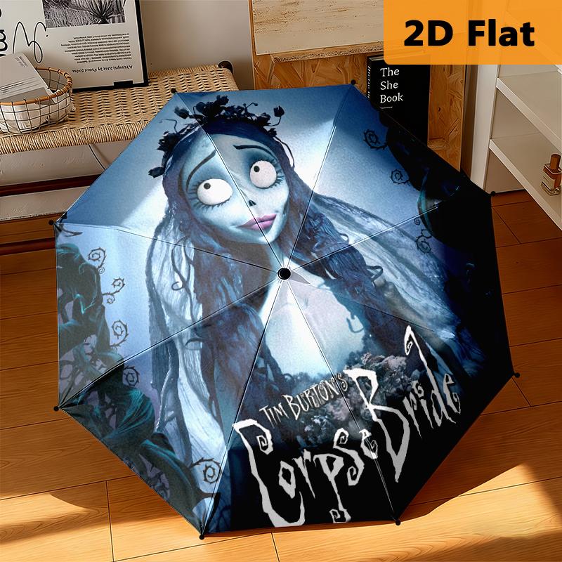 1pc horror movies Foldable Umbrella with Durable Iron Frame, 8-Rib Structure - Perfect for All Seasons Home and Travel Use, Multi-Functional Design