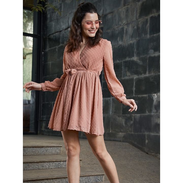 Платье и пояс Rose Self Design Dobby Weave с запахом