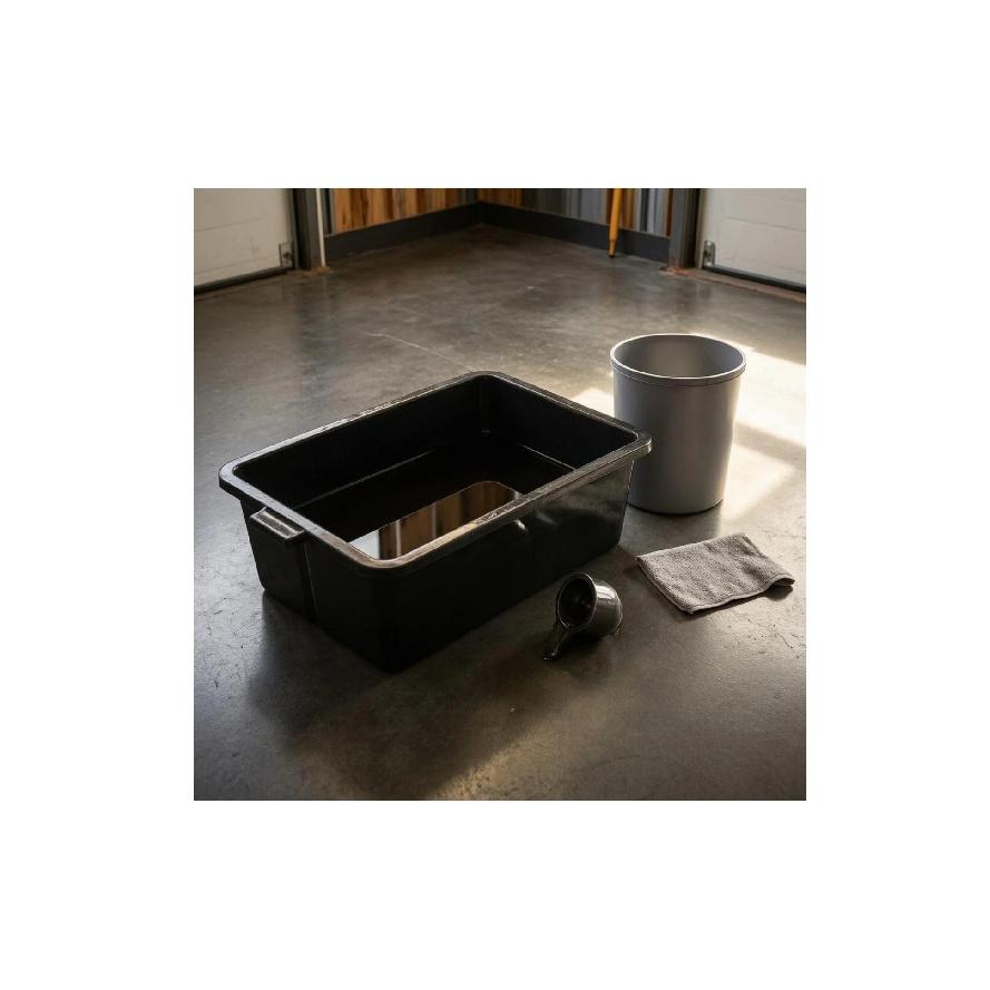 Oil Drain Pan Pouring Spout Parts Cleaning Pan Auto Maintenance Sleek Finish Garage Supply Black for Workshop