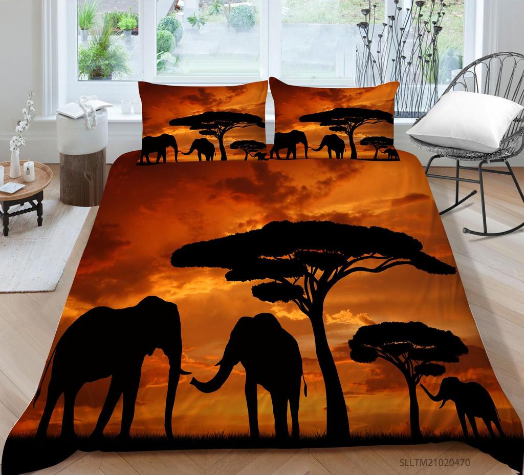 Новая мода комплект пододеяльников со слоном королевского размера, постельные принадлежности, роскошный домашний текстиль, мягкий пододеяльник с 3D принтом животных, детское постельное белье