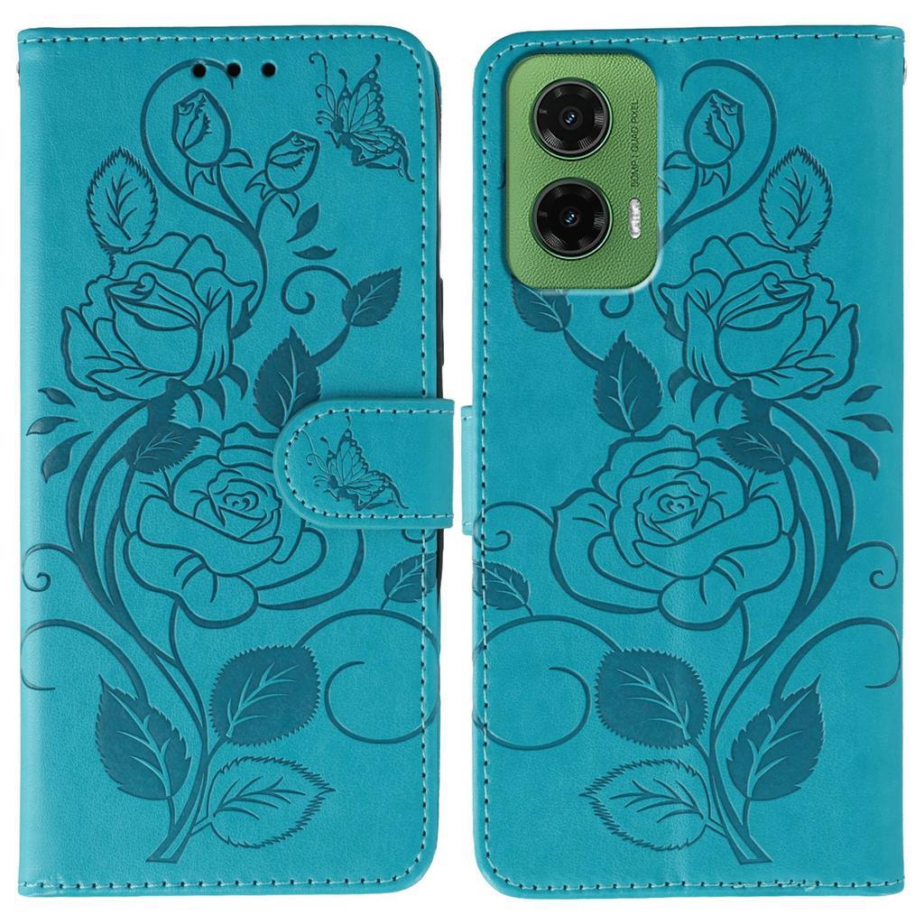 Чехол-кошелек-подставка для Motorola Moto G35 5G с тиснением «Роза и бабочка», из искусственной кожи