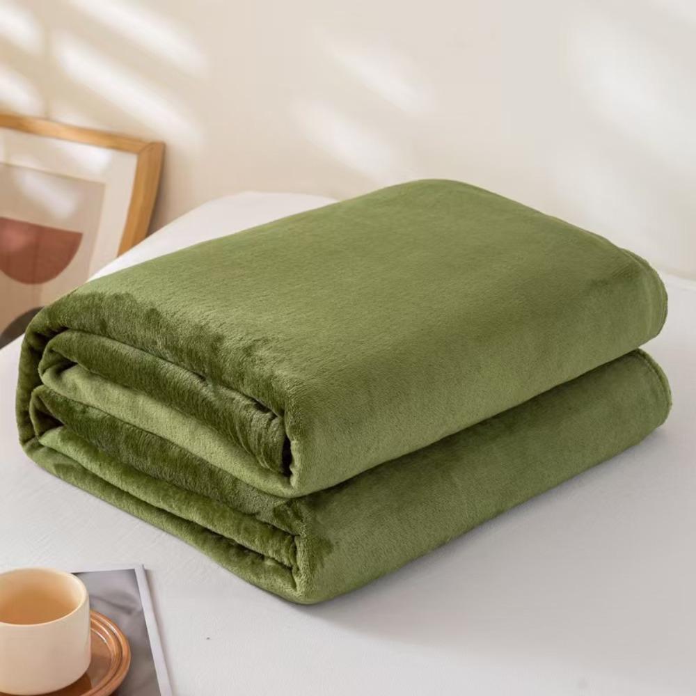 Skin-friendly Flannel Blanket Solid Color Bed Sheet Sofa Blanket Summer Sleep Blanket  Bedroom