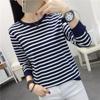 Женская свободная полосатая хлопковая футболка с длинным рукавом для весны и осени