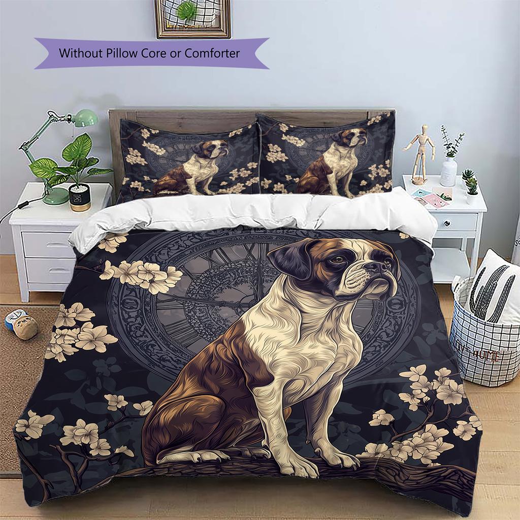 Boxer Pattern Bedding Home Decoration Birthday Gift (1 * duvet cover + 2 * pillowcase, without core)